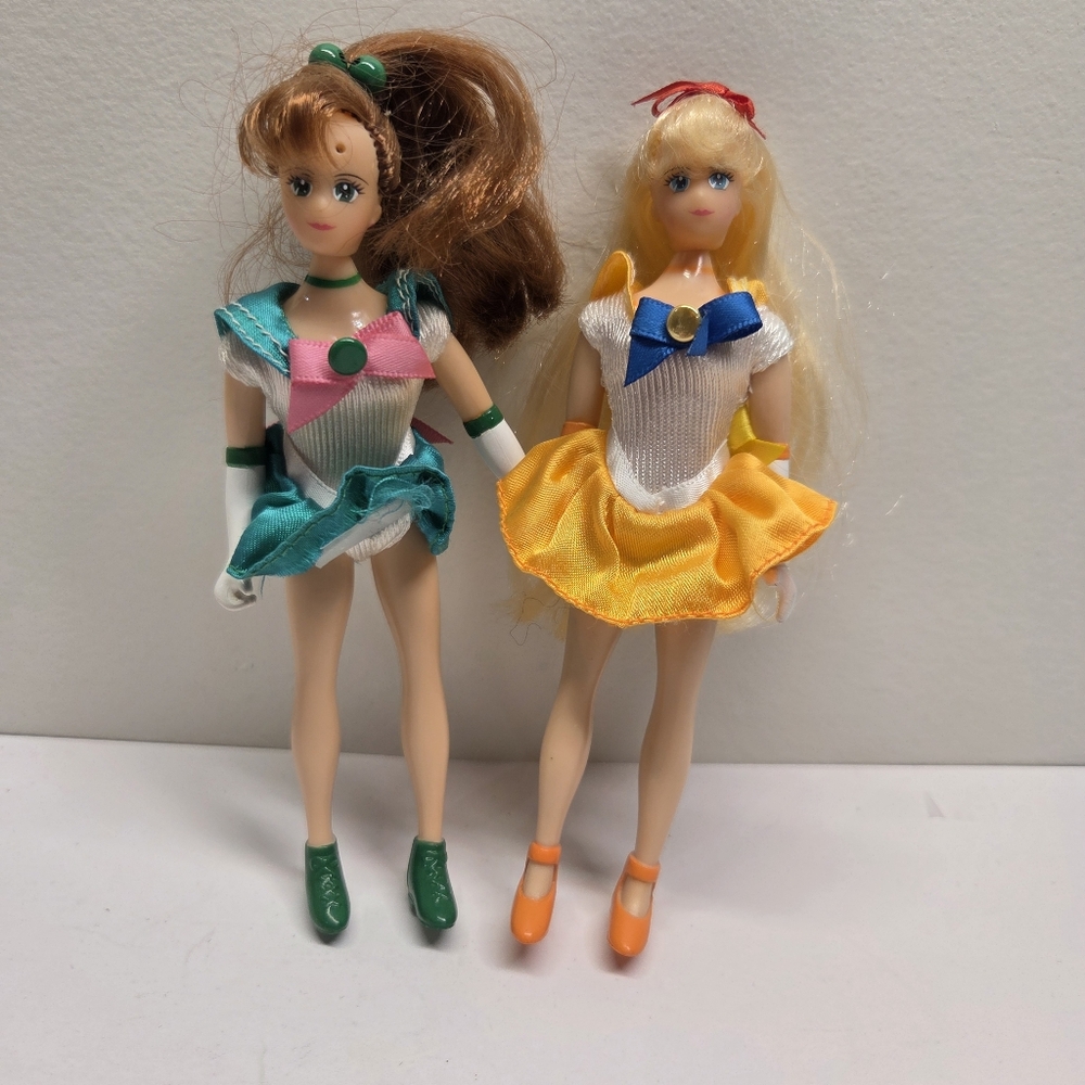 Bandai Sailor Venus & Sailor Jupitor 6" Doll 1995 No Crowns Vintage Anime